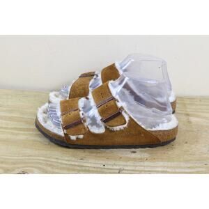 Birkenstock Sandals Womens 6 Brown Suede Arizona 37 Shearling Lined Slides